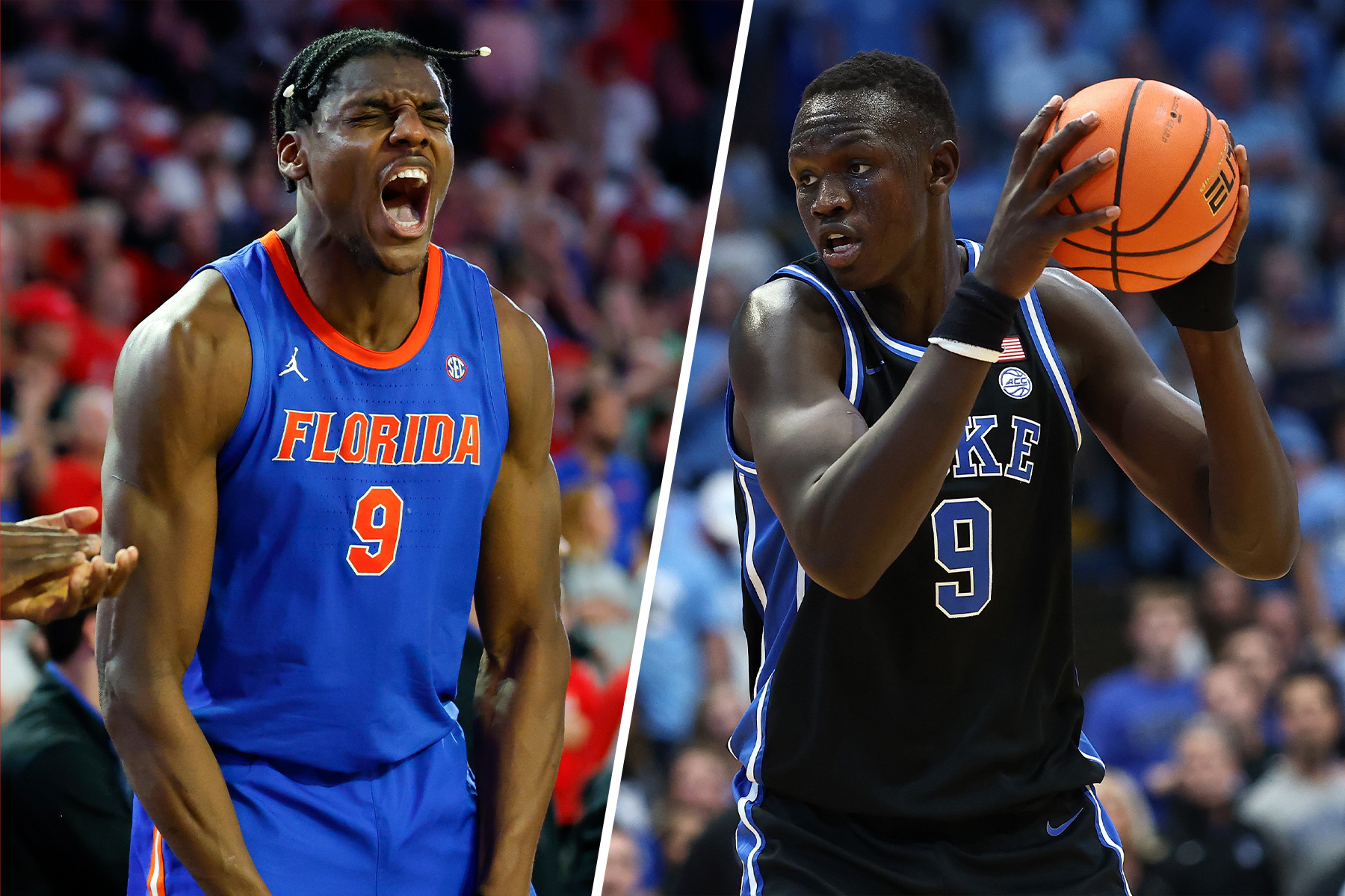 Florida's Rueben Chinyelu and Duke's Khaman Maluach