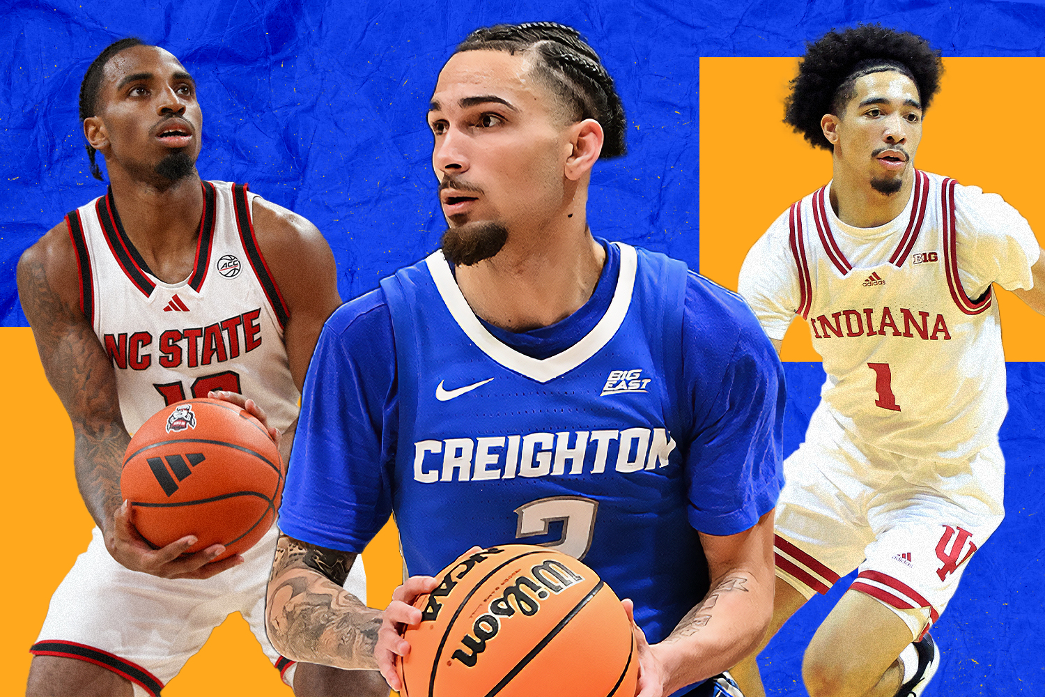 2 basketball players: Pop Isaacs from Creighton, Myles Rice of Indiana and Marcus Hill from NC State